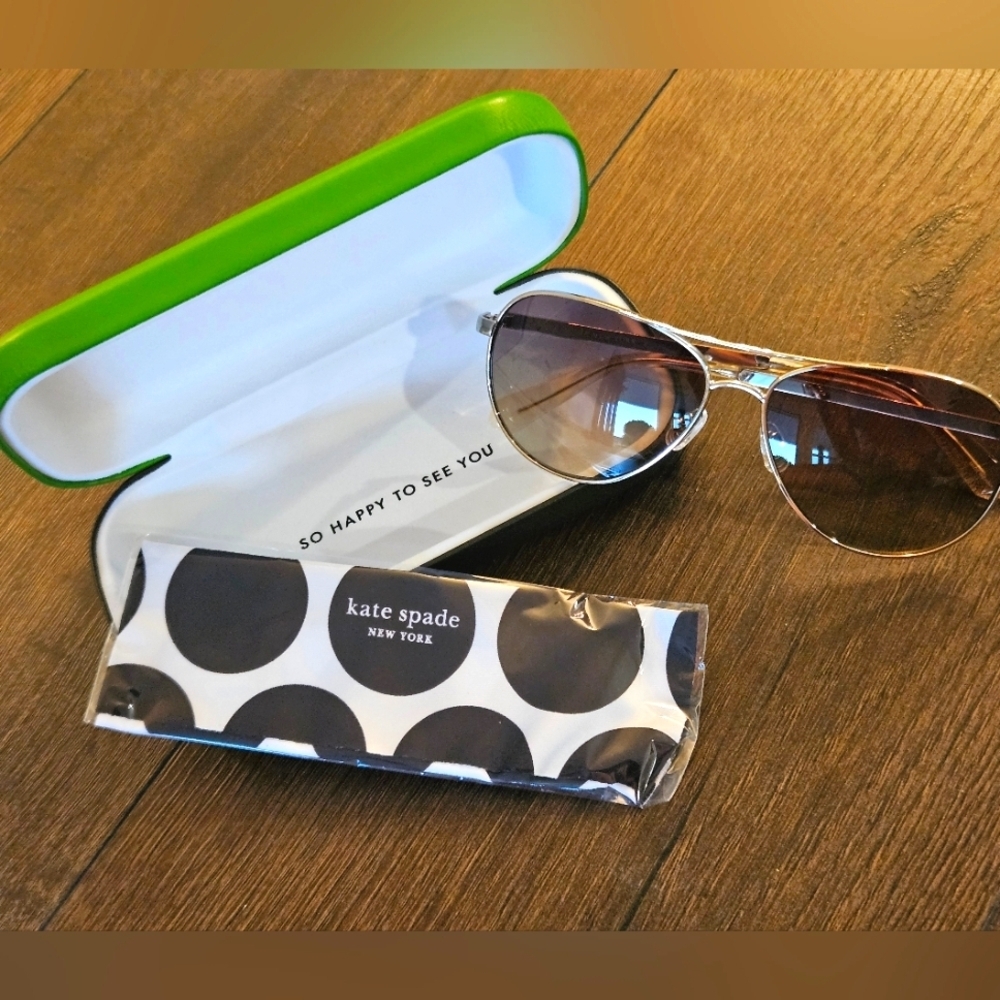 Kate Spade ♠️ Gold Aviator Sunglasses with Case